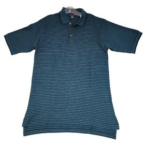 Nike Polo Shirt Mens Large Blue Striped NikeGolf Short Sleeve Athletic